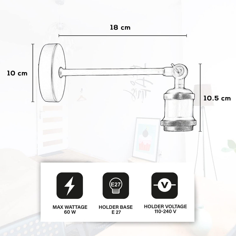 Ambir Armed Sconce, Satin Nickel