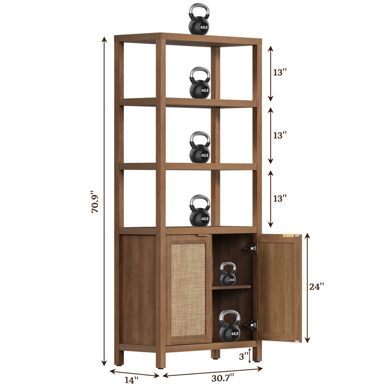 Storage Bookcase, Rattan Brown