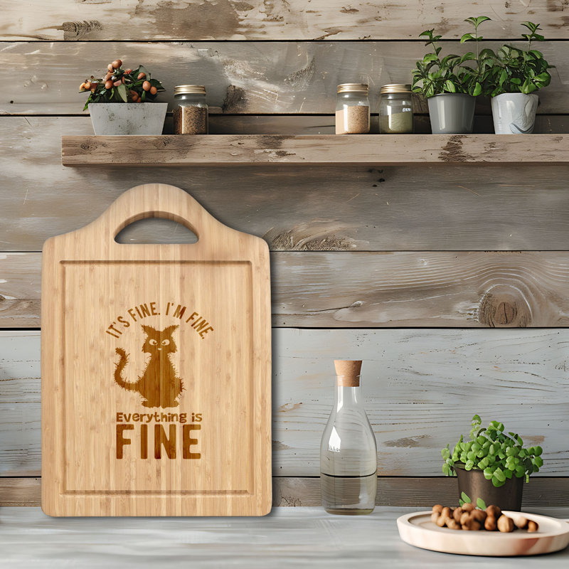 I Am Fine Cat Svg - planche à découper en bambou 1 pièce, 18 po x 12 po