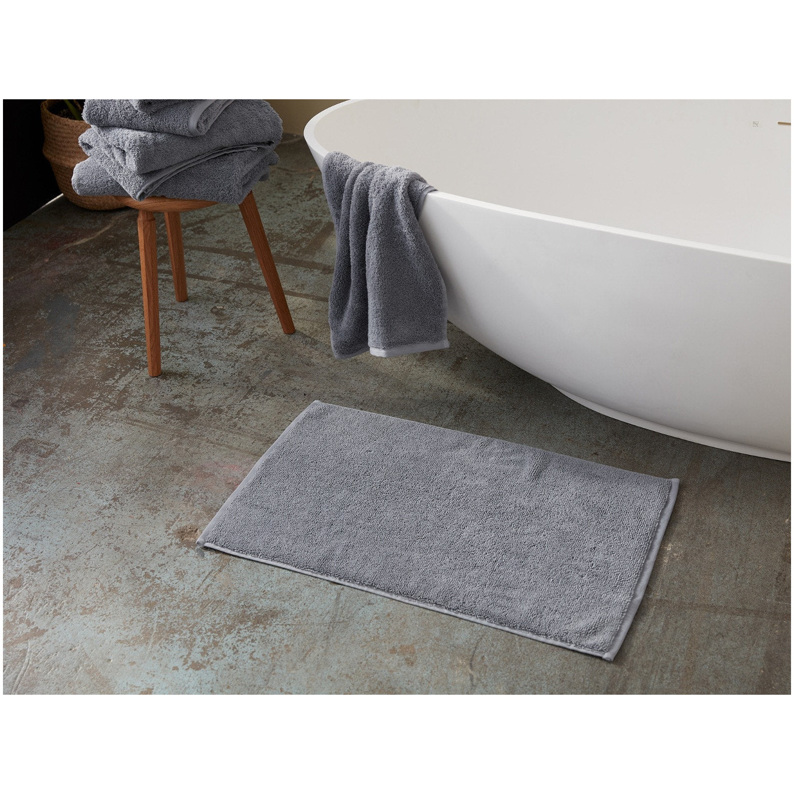 Cloud Loom Organic Bath Mat, Steel Blue, 32" L x 19" W