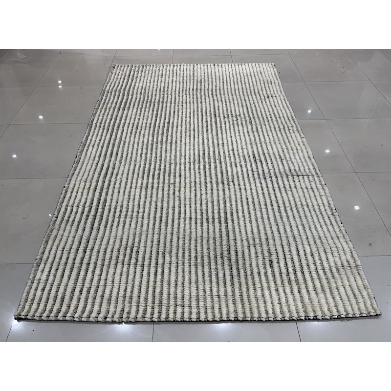 Tapis transitionnel moderne en laine noué à la main Montsho, Rectangle 5 pi x 8 pi