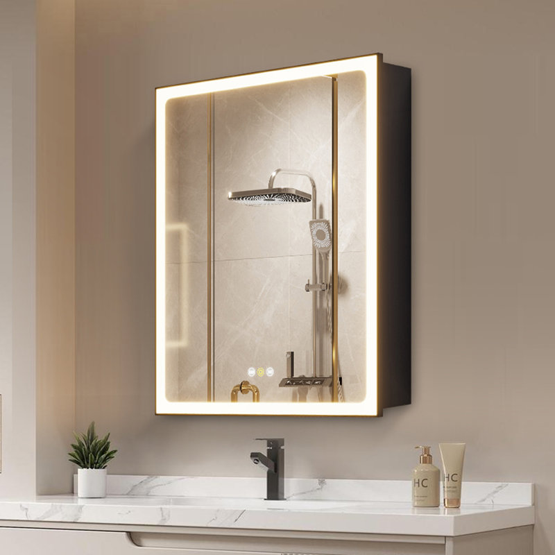 Armoire à pharmacie encastrée / à fixation en surface avec miroir, désembueur, gradateur, prises USB et éclairage intérieur Maximes 