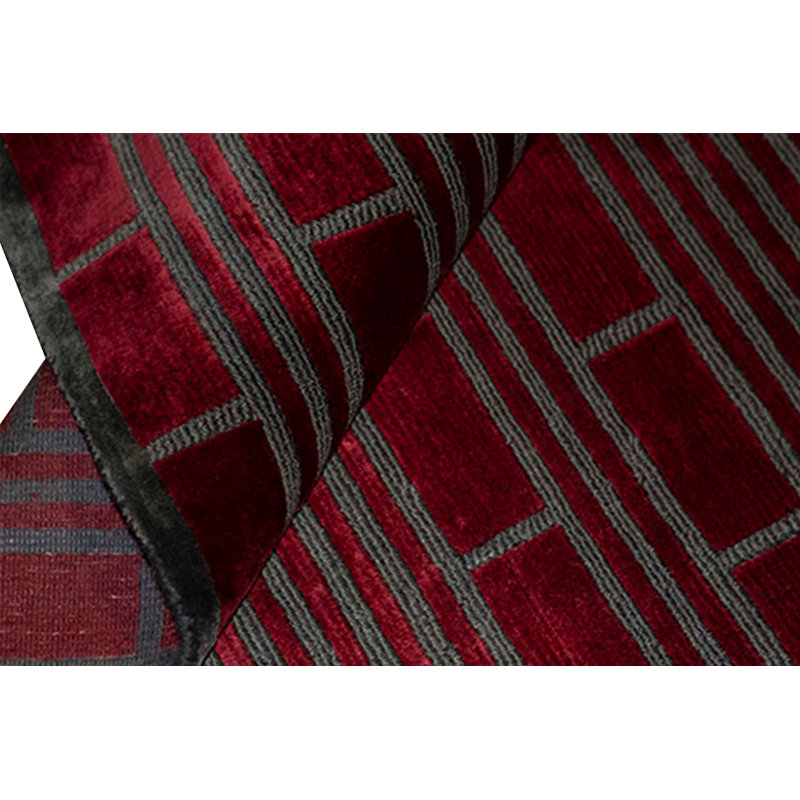 Wool Geometric Area Rug in Red