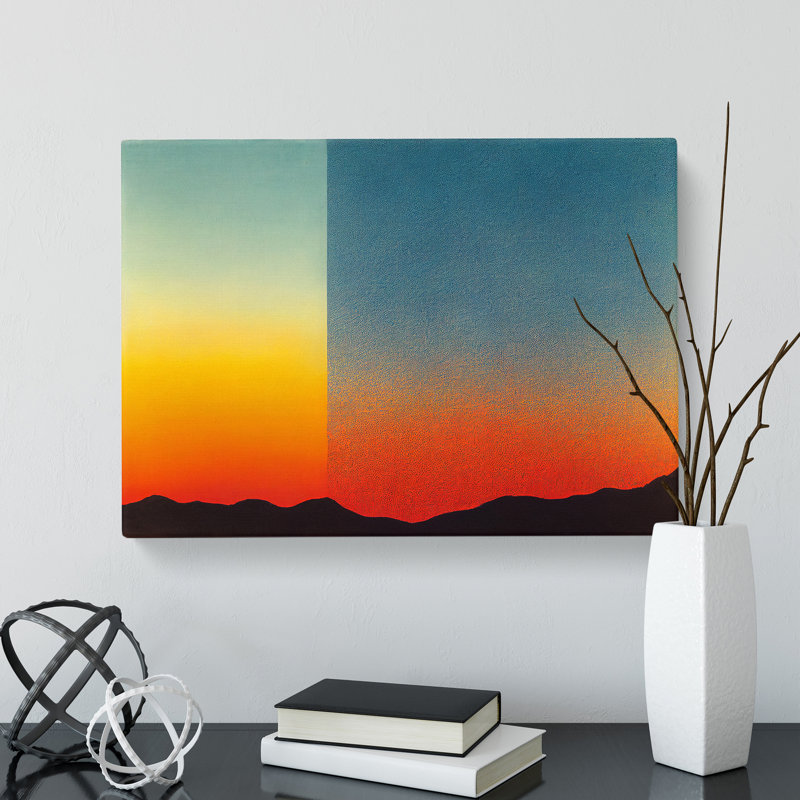 Statuesque Abstract Mountain Sunset - Wrapped Canvas