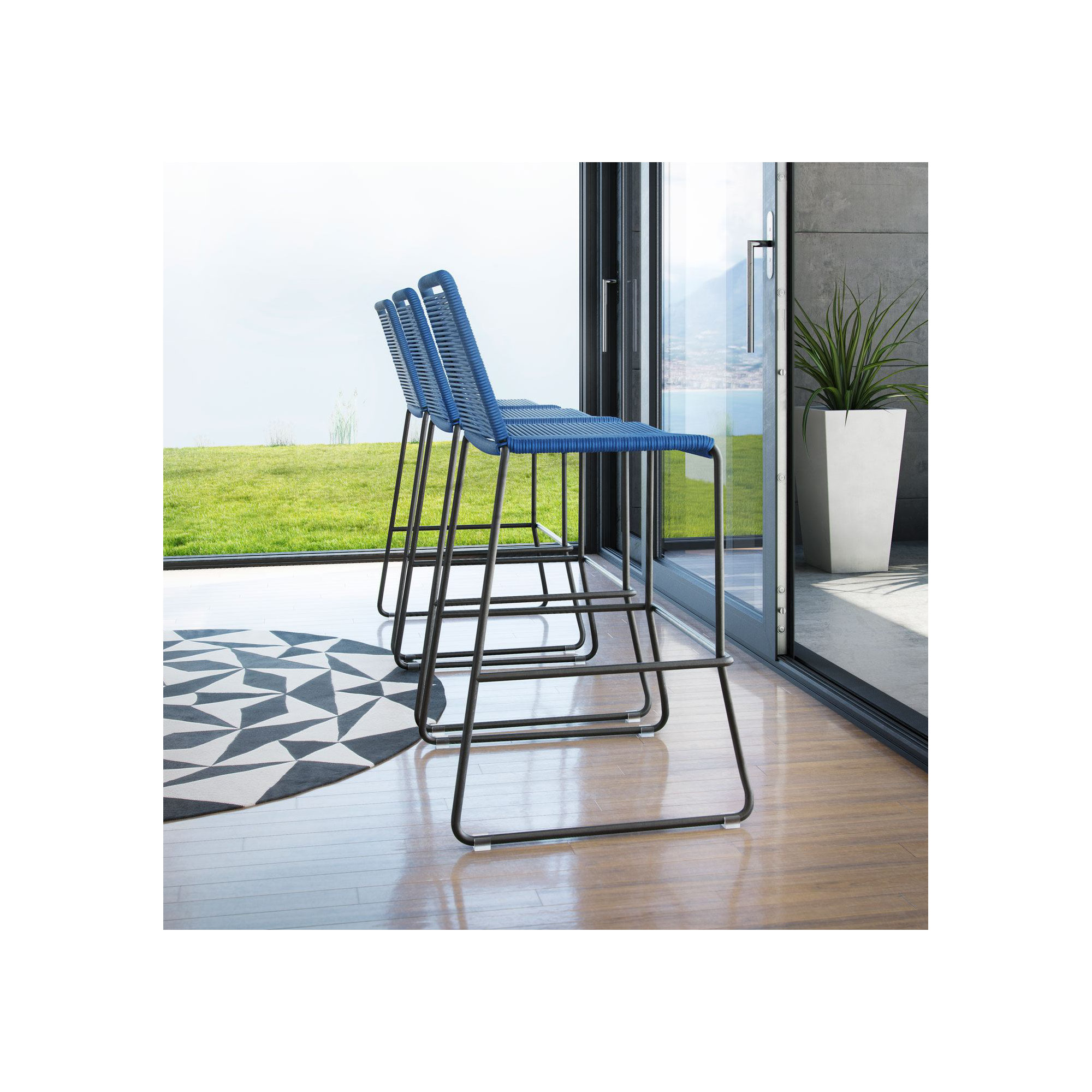 Huron Outdoor Bar Stool, Blue, Counter Stool (26" Seat Height)