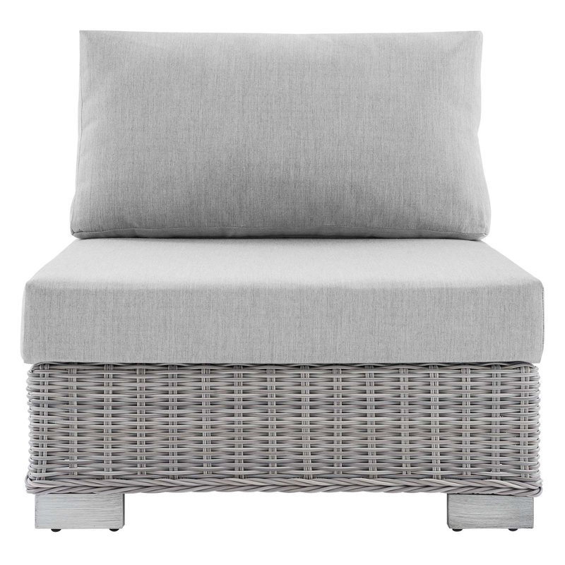 Conway Outdoor Patio Wicker Rattan Armless Chair, Gray