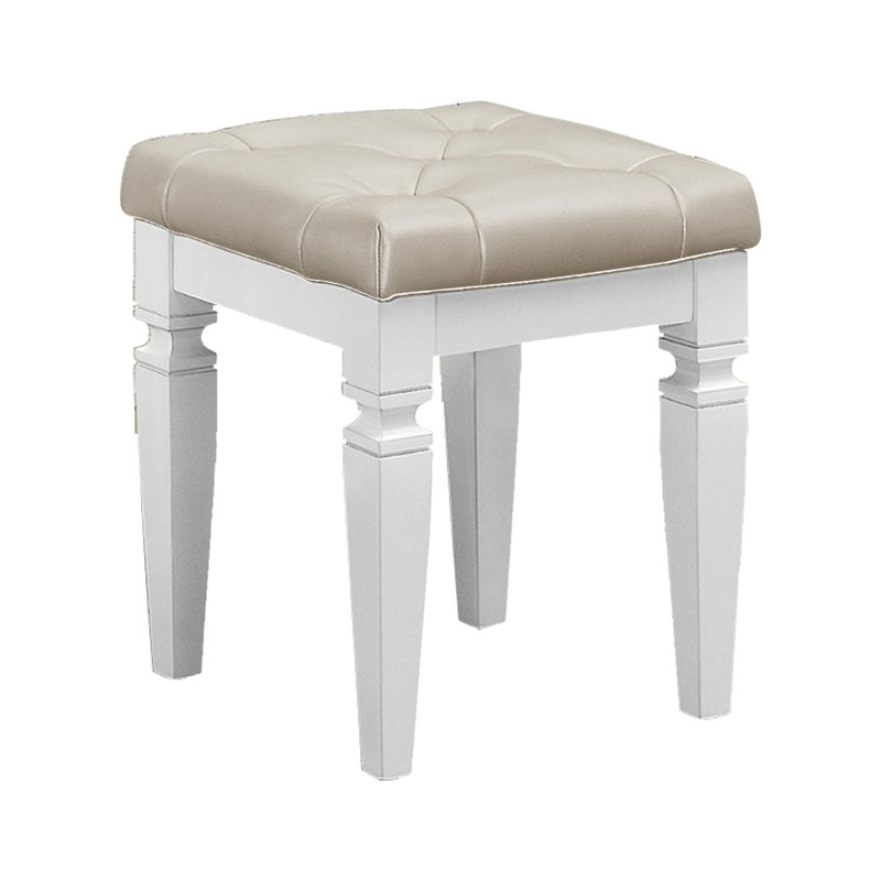 Tabouret de coiffeuse 1 pièce Modern Glam, Blanc, Blanc