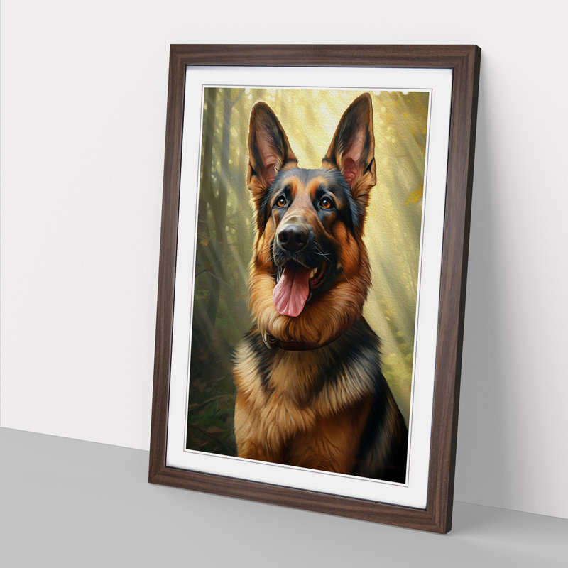 German Shepherd Realism - Framed Print, Walnut Framed, 34cm H x 25cm W