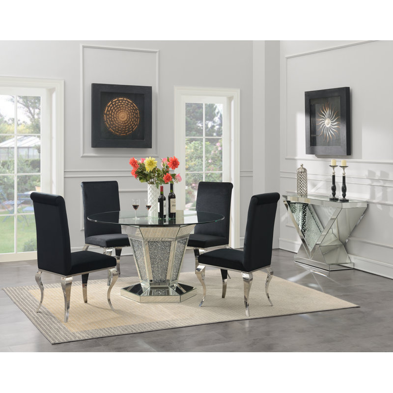 Teller 20'' H Velvet Upholstered Side Chair, Black