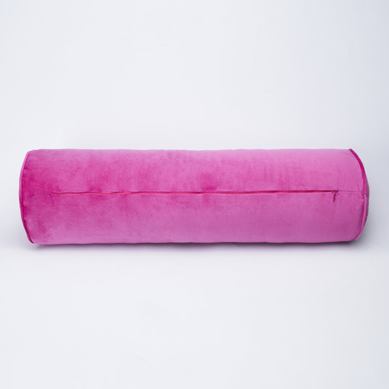 Velvet Bolster Pillow Cover, 6"H x 16"W, Pink