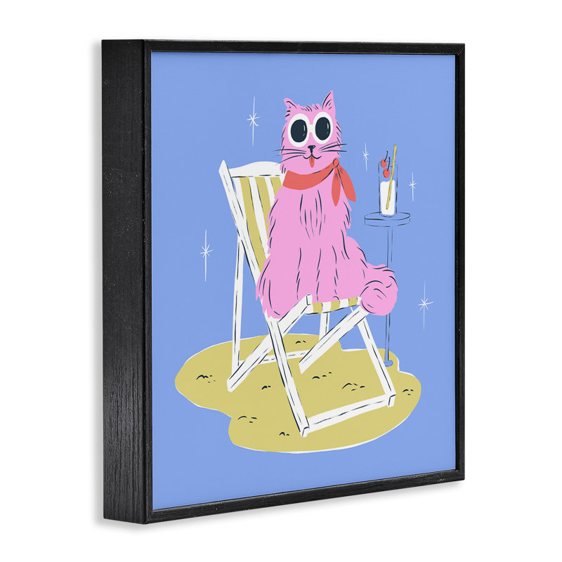 Giclée de chaise de plage Summer, giclée par Krissy Mast, Giclée encadrée noir minuit, H 12 po x l 12 po