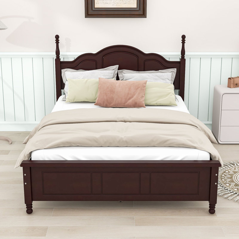 Brochan Wood Platform Bed with Headboard, Dark Walnut, Full