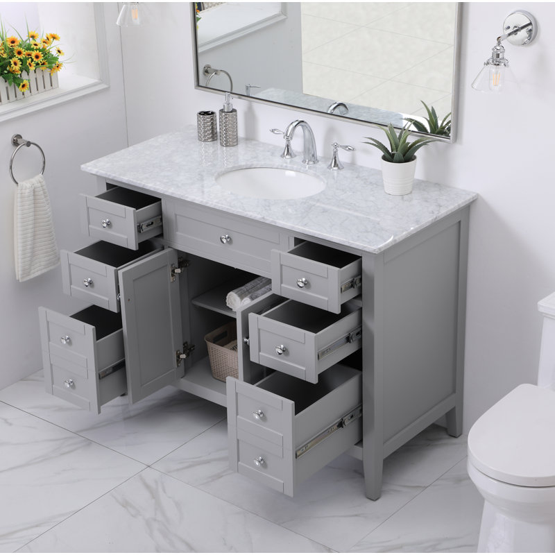 Ensemble de meuble-lavabo simple 48 po Ain, Blanc de Carrare, Gris