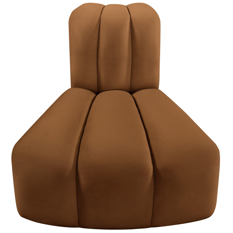 Ishna Velvet Side Chair, Saddle Brown Velvet