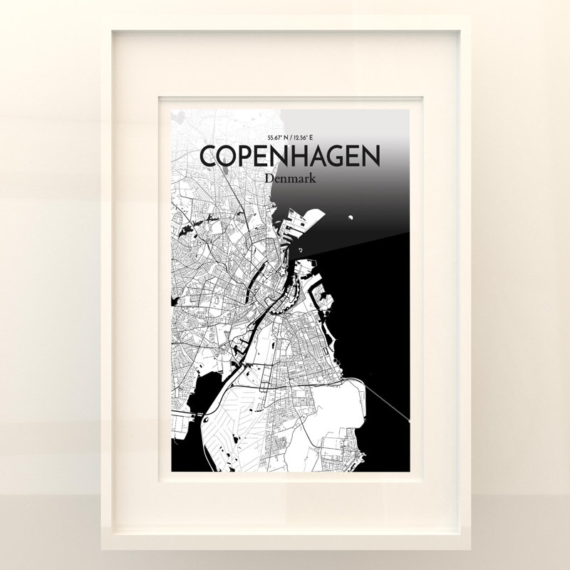 Copenhagen City Map In Ink - No Frame Print, 27.6cm H x 19.7cm W x 0.05cm D