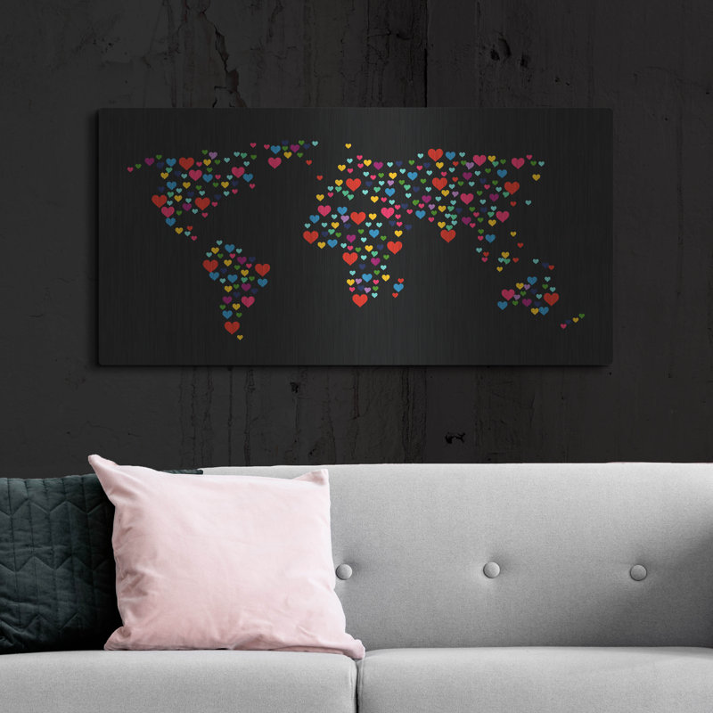 Art mural en métal Winston Porter «Heart Map» par Mark Ashkenazi, H 24 po x l 48 po