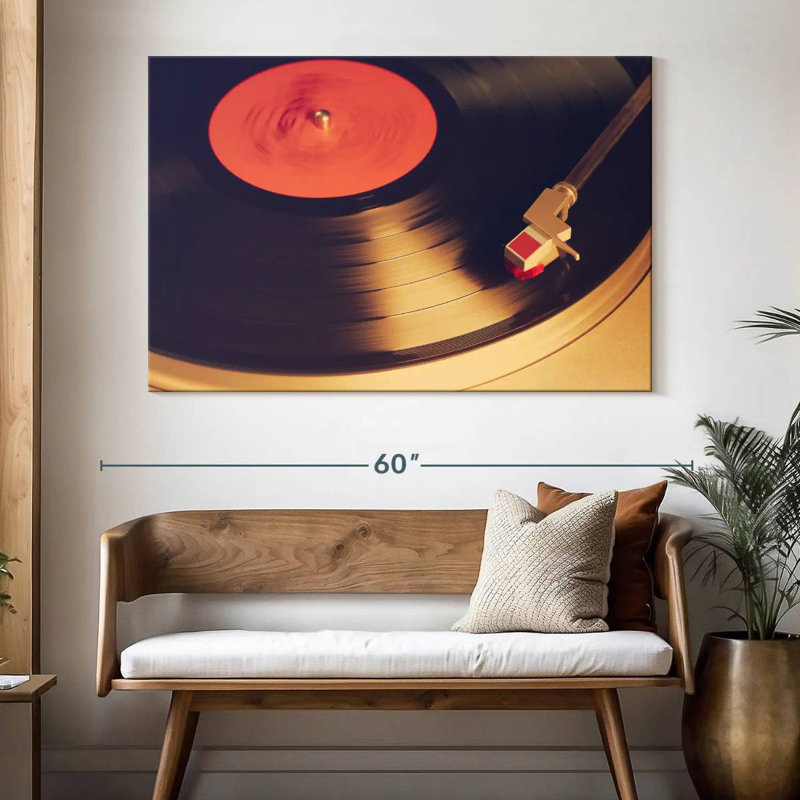 Joueur de vinyle rétro, H 34 po x l 51 po