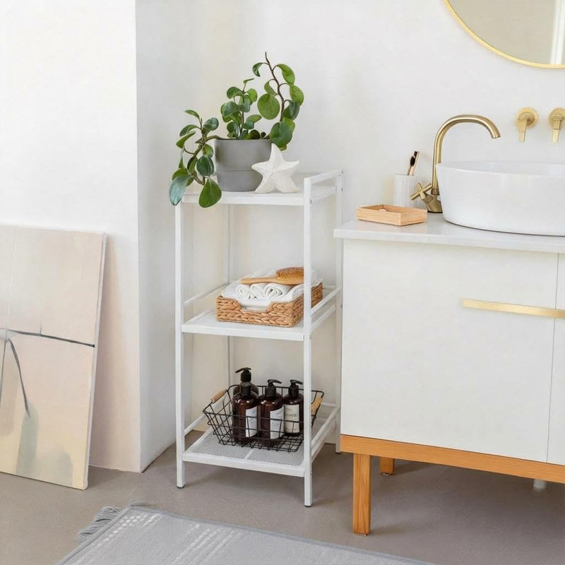 Tablettes debout, étagère en métal robuste à 4 niveaux, rangement pour tablettes, H 15,35 po x l 34,25 po x P 11,81 po, Blanc