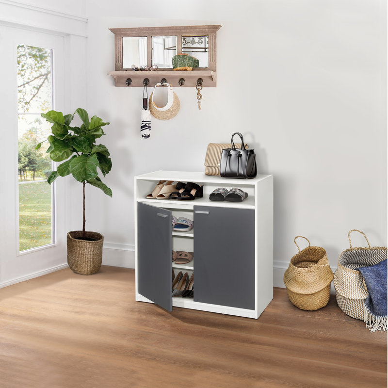 Marcy 2-Door Shoe Storage Cabinet with Open Shelf