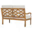 Causeuse d'extérieur en bois d'acacia avec coussins, finition naturelle avec tissu beige