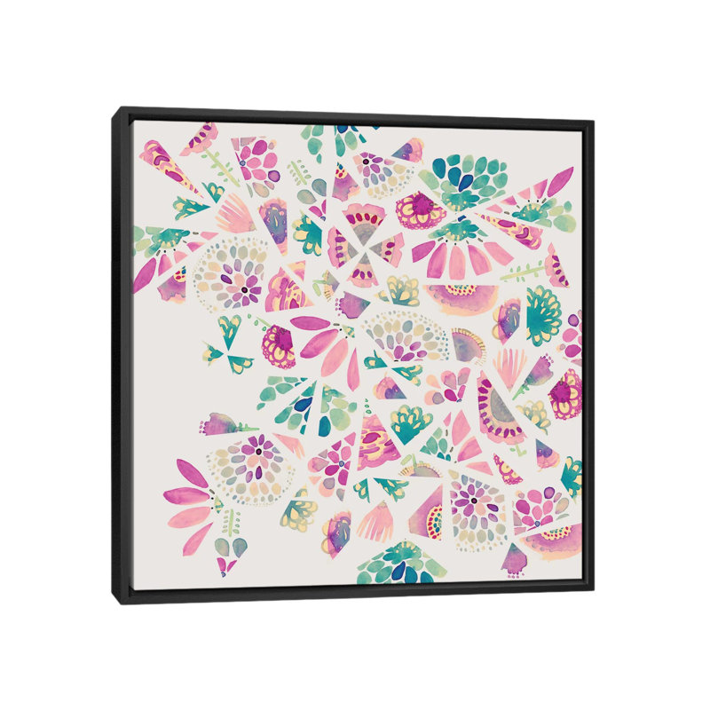 « fleurs coupers », reproduction d’art sur toile, H 18 po x l 18 po x P 1,5 po, Toile avec cadre noir, Pas de tapis