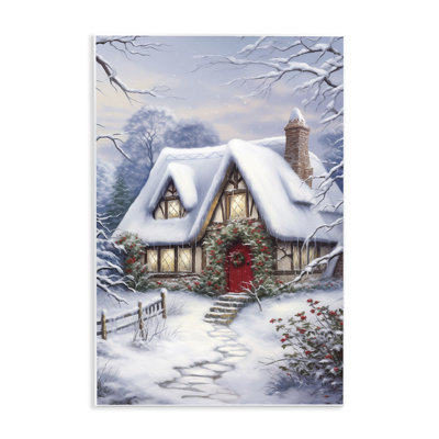 Niveous Winter Cottage, art mural sur bois par Heidi Kuntz