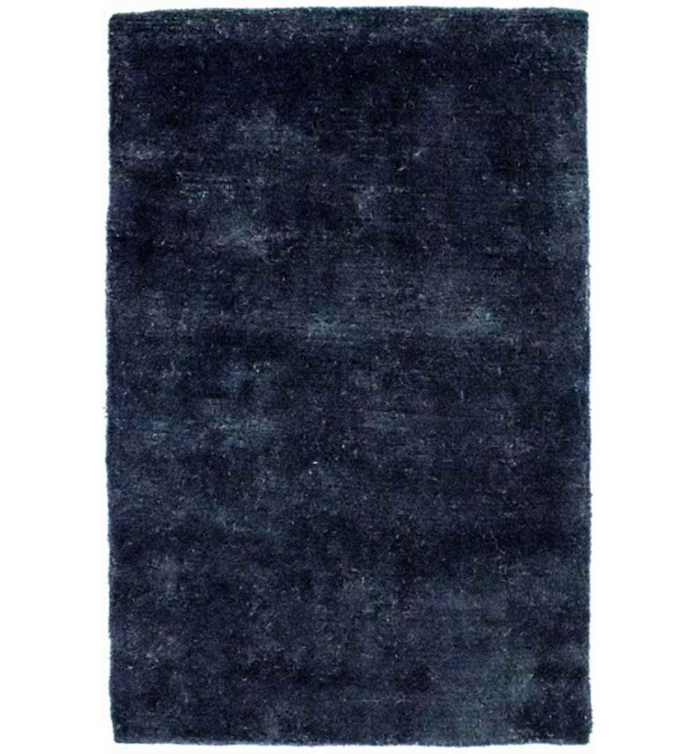 Hand-Knotted Wool Black Indoor/Outdoor Rug