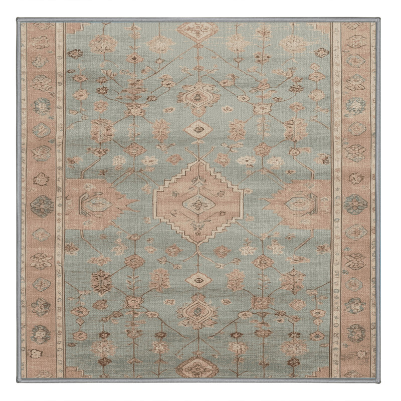 Tapis gris Afyon lavable à la machine, Carré 8 pi