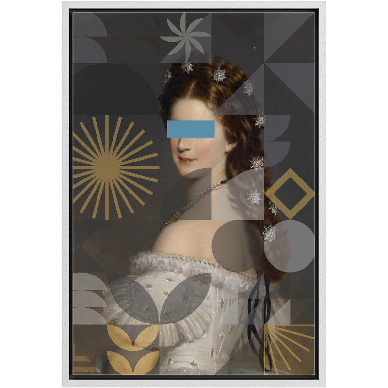 «Portrait Victorian Elegant Women», H 36 po x l 24 po, Cadre flottant blanc