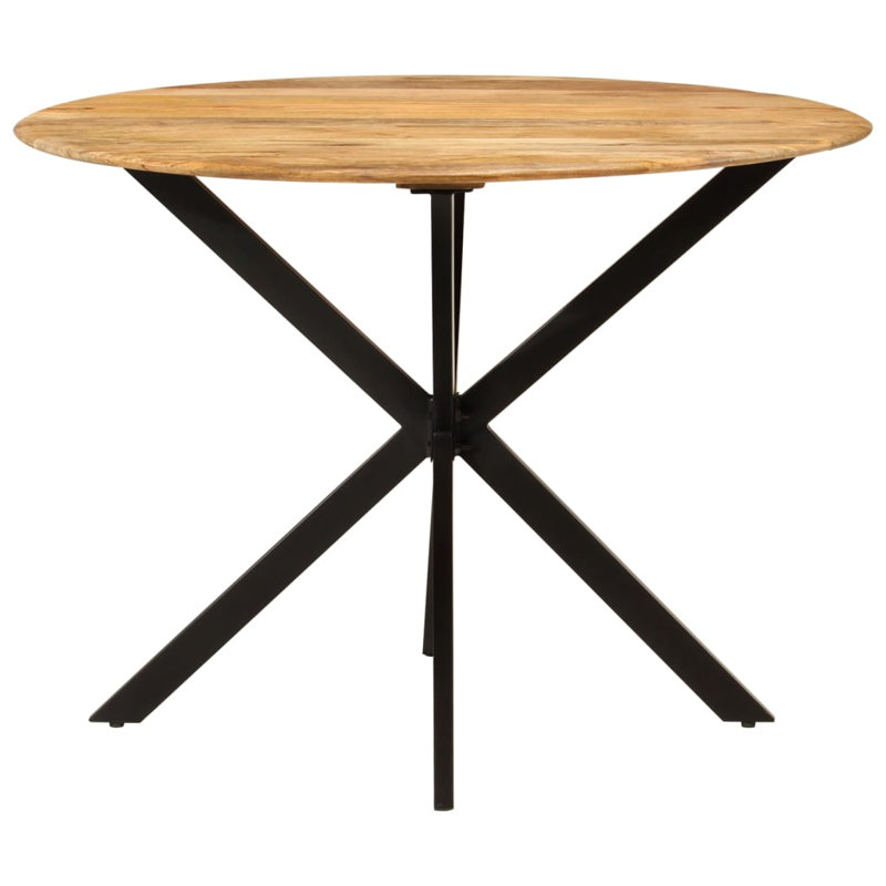 Altha Mango Round Wood Top Dining Table with Steel Base, Light Brown
