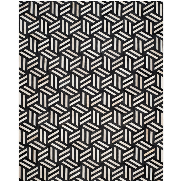 Stasia Hand Woven Leather Geometric Rug