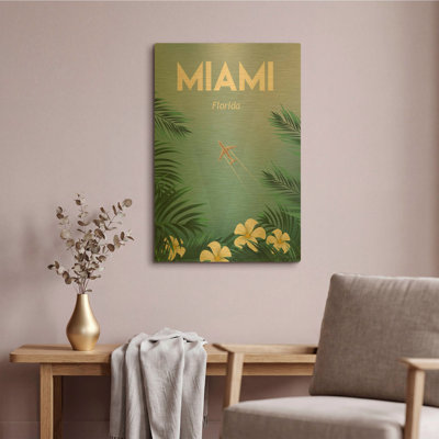 «Miami» par l'Arctique, art mural en métal doré, 16 po x 24 po