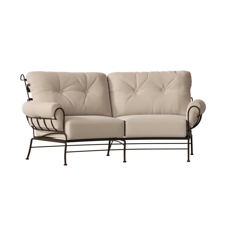 Terrace Outdoor 2 - Seat Loveseat, Chestnut Brown, Canvas Heather Beige Sunbrella® Canvas