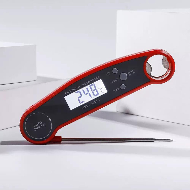 Digital Meat For Cooking – Instant Read Food With Foldable Probe, Backlit LCD & °F/°C Switch – Waterproof BBQ Grill & Kitchen Temperature Reader Thermometer