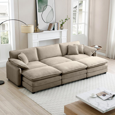 Canapé modulaire surdimensionné Boneless, avec 3 repose-pieds pouvant servir de canapé-lit, canapé 3 places avec 3 repose-pieds