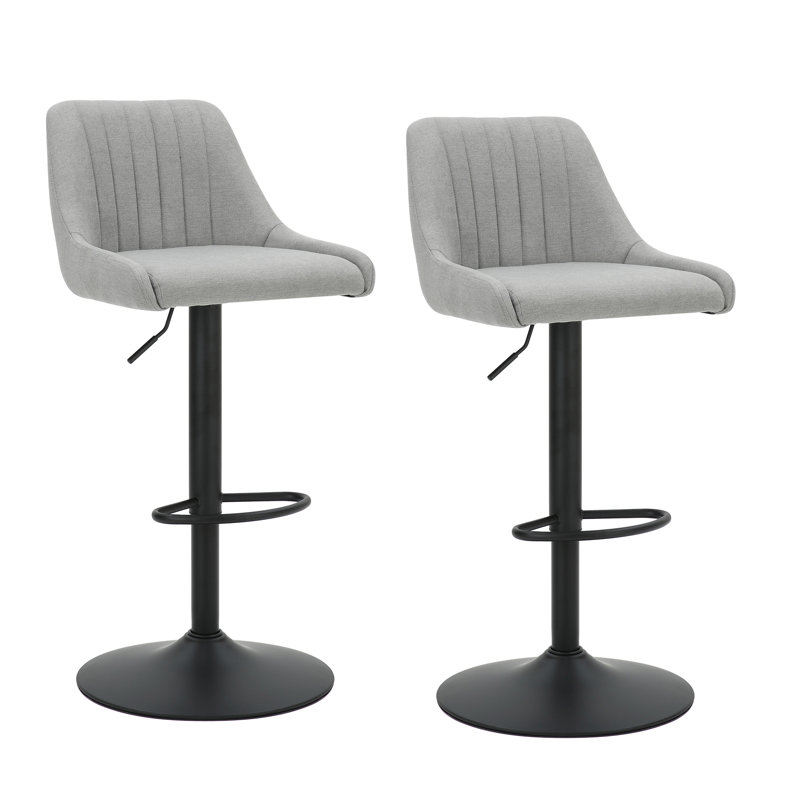 Swivel Upholstered Adjustable Height Counter Stool with Metal Frame, Gray