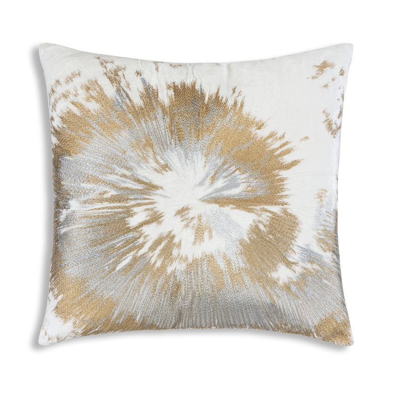 Coussin décoratif en velours brodé Cloudam Design Cloudira Design 22 "x 22" Cloud9, Blanc