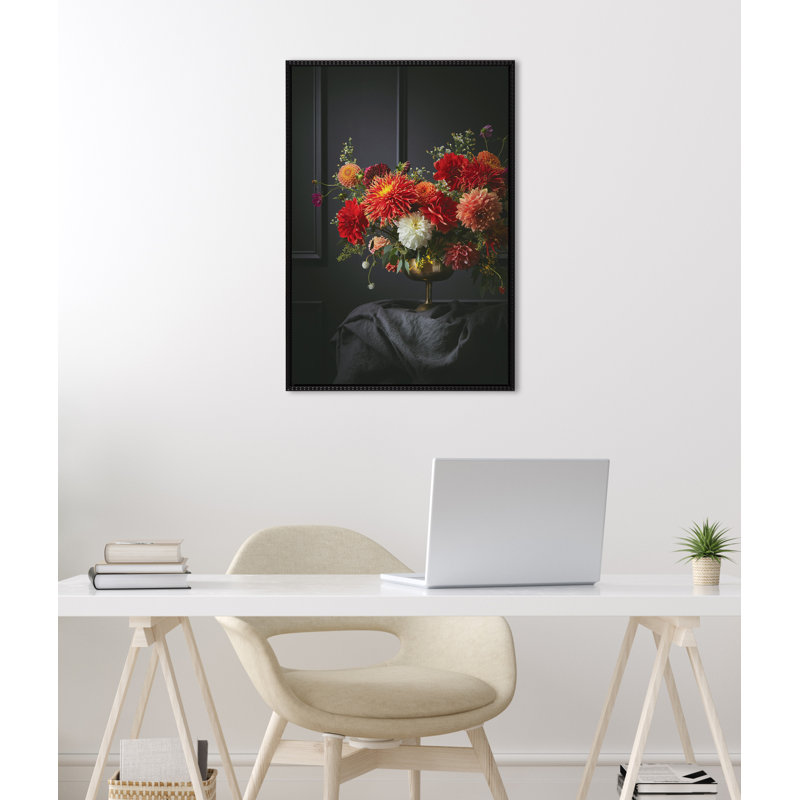«Floral Study Black Offset» par Emiko et Mark Franzen, reproduction d'art sur toile encadrée, Noir