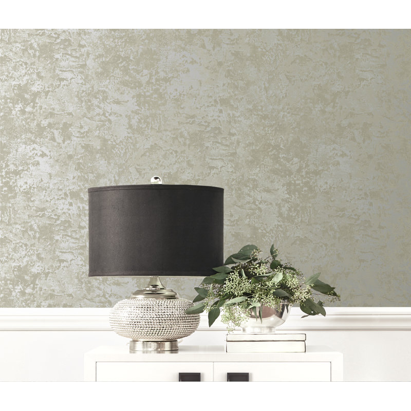 Thomasboro 10.05m x 53cm Textured Metallic Finish Wallpaper Roll, Taupe