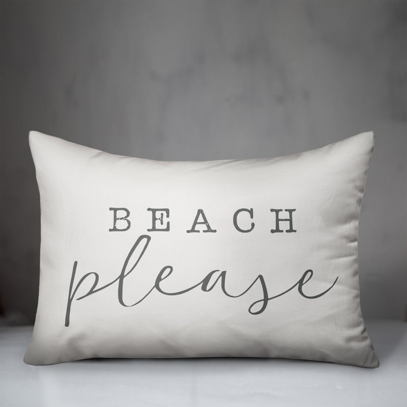  Housse et insert de coussin rectangulaire Beach, Blanc / gris