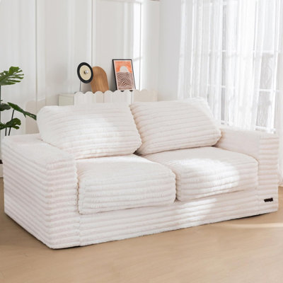 Large Bean Bag Sofa Plush Chair Couch for Bedroom Living Room, White