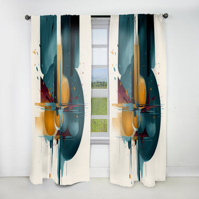 Allistor - Shape Abstract Artwork I - Modern Velvet Curtain - Room Darkening - 1 panel