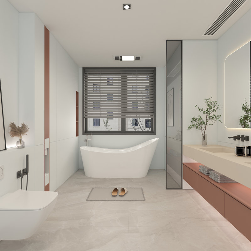 55'' x 28'' Freestanding Soaking Tub Acrylic Bathtub with Overflow