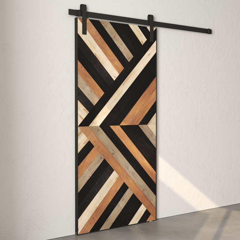Porte de grange en bois massif Malibu teintée avec trousse de quincaillerie d'installation, 35 po x 80 po