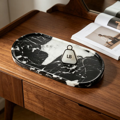 Plateau en marbre naturel pour la salle de bain, plateaux décoratifs de luxe pour la coiffeuse, la commode, la cuisine et la décoration intérieure, organisateur élégant pour bijoux, clés et aromathérapie, cadeau de pendaison de crémaillère