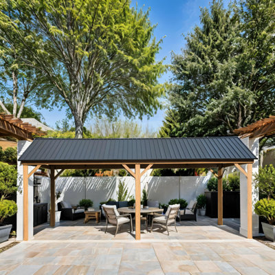 Wood Grain Aluminum Patio Carport Gazebo