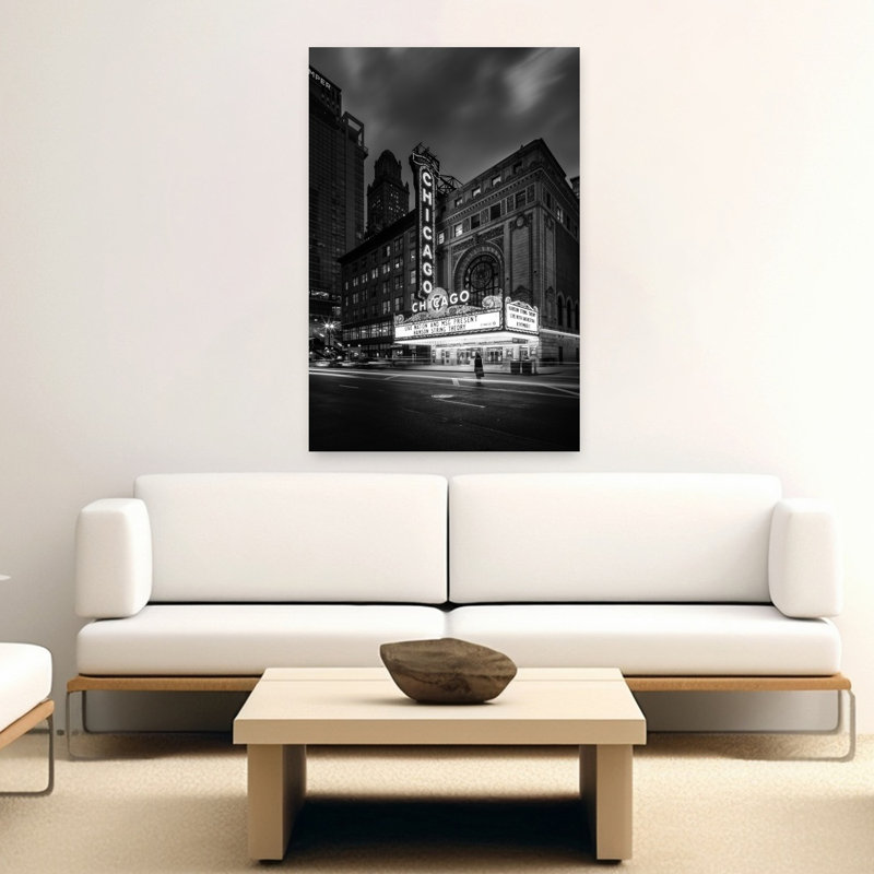Leaving The Theater Retro Vintage Abstract Architecture City Wall Art by Christopher Budny - Wrapped Canvas Print