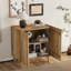 Armoire décorative avec rangement, armoire de rangement rustique avec design cannelé et tablette réglable-114240983