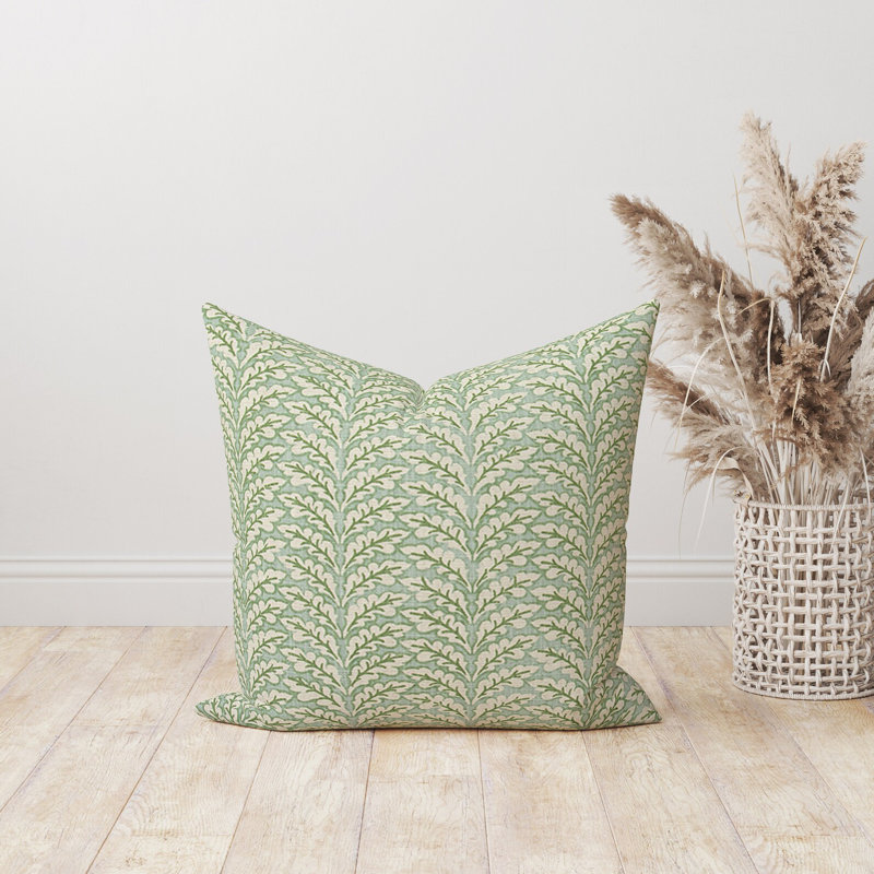 Coussin bleu et vert, H 19 po x l 19 po