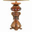 Lampe de table haute en polyrésine 31 "avec finition rouge et brune, abat-jour en lin